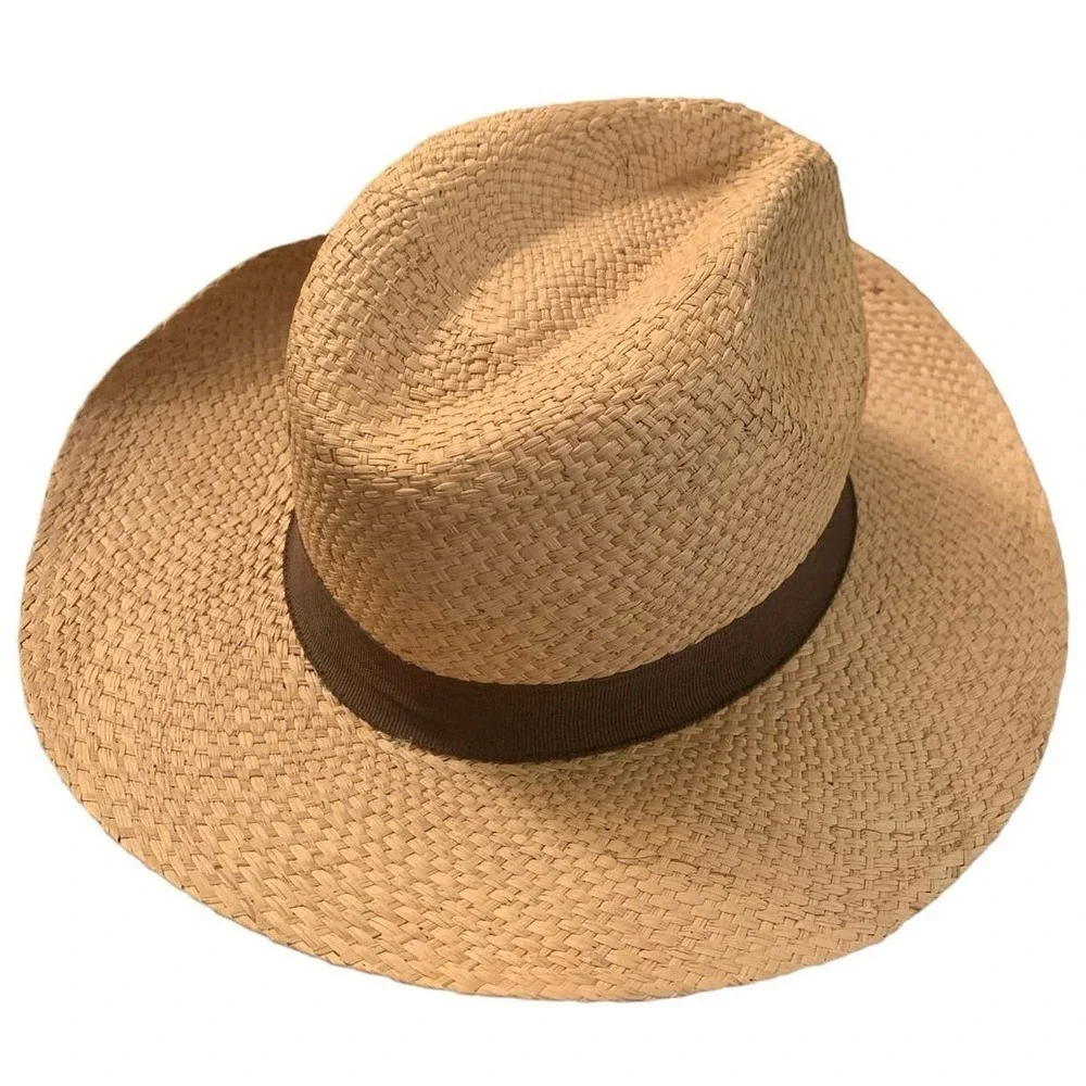 Eric Javits Classic Adult One Size Fedora Natural Brown Vintage Beach Sun Hat